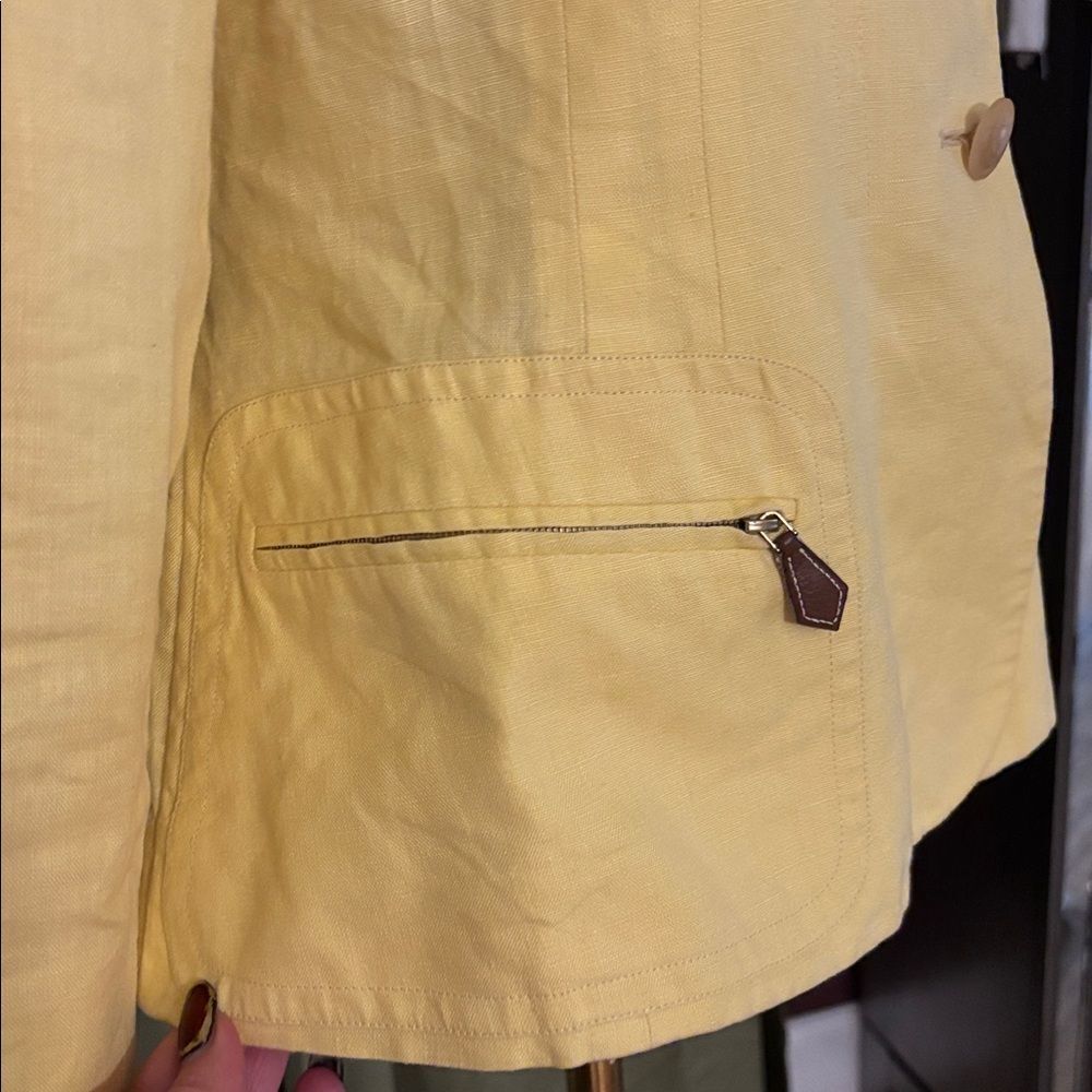 Hermes Light Yellow Blazer with Button Detail,S - Picture 6 of 12